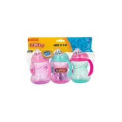 Nuby Straw, Sippy & Training Cups|Dishes, Utensils & Food Containers*- 3 Pk 10 Oz Clik It Cup With Handles Girl