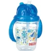 Nuby Straw, Sippy & Training Cups|Dishes, Utensils & Food Containers*- Blue Tritan 2 Handle No-Spill Flip-it Fat Straw Printed Cup, 8Oz
