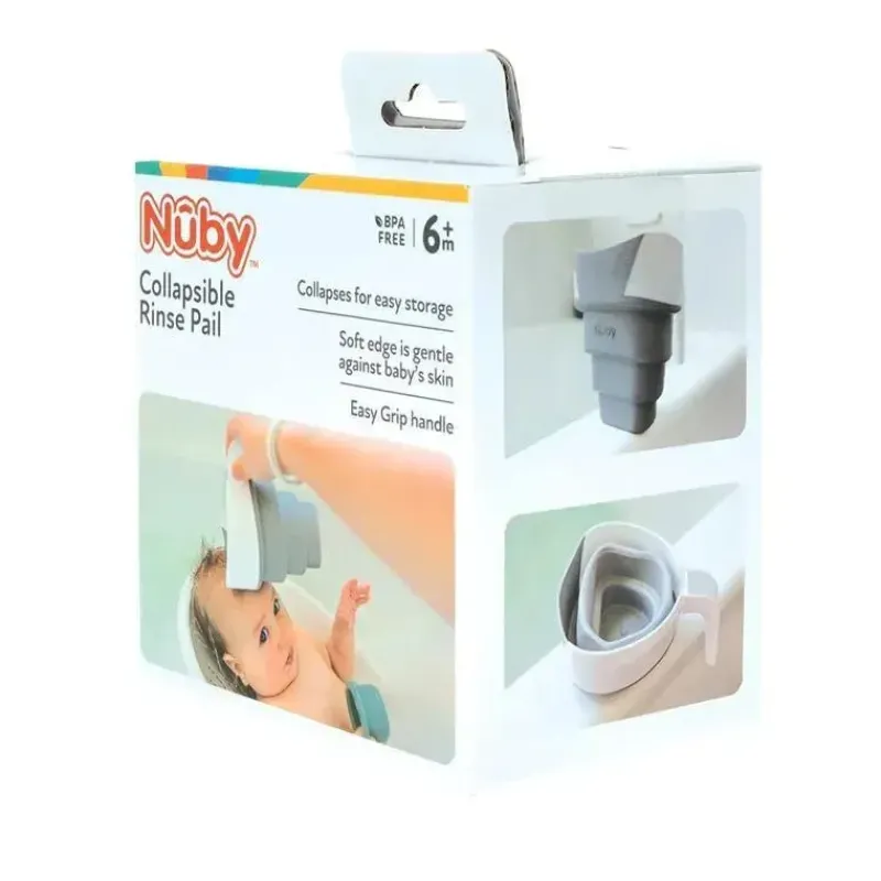 Nuby Bath Accessories & Organization*- Collapsible Bath Rinse Pail In, White/Gray