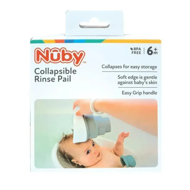 Nuby Bath Accessories & Organization*- Collapsible Bath Rinse Pail In, White/Gray