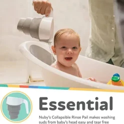 Nuby Bath Accessories & Organization*- Collapsible Bath Rinse Pail In, White/Gray