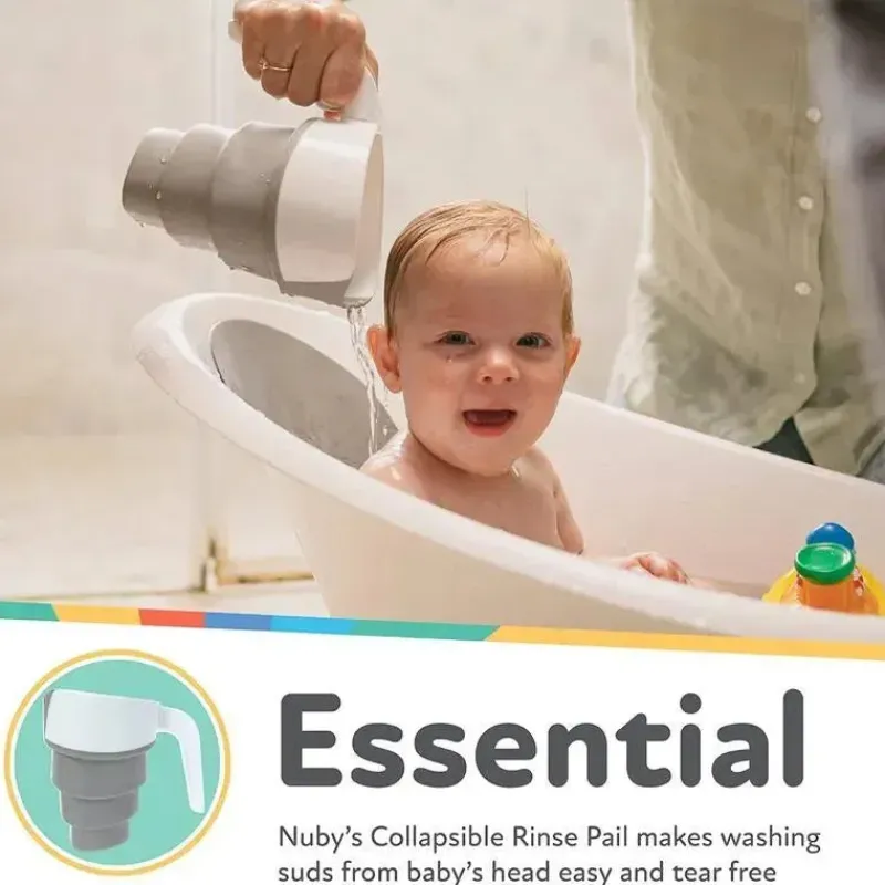 Nuby Bath Accessories & Organization*- Collapsible Bath Rinse Pail In, White/Gray
