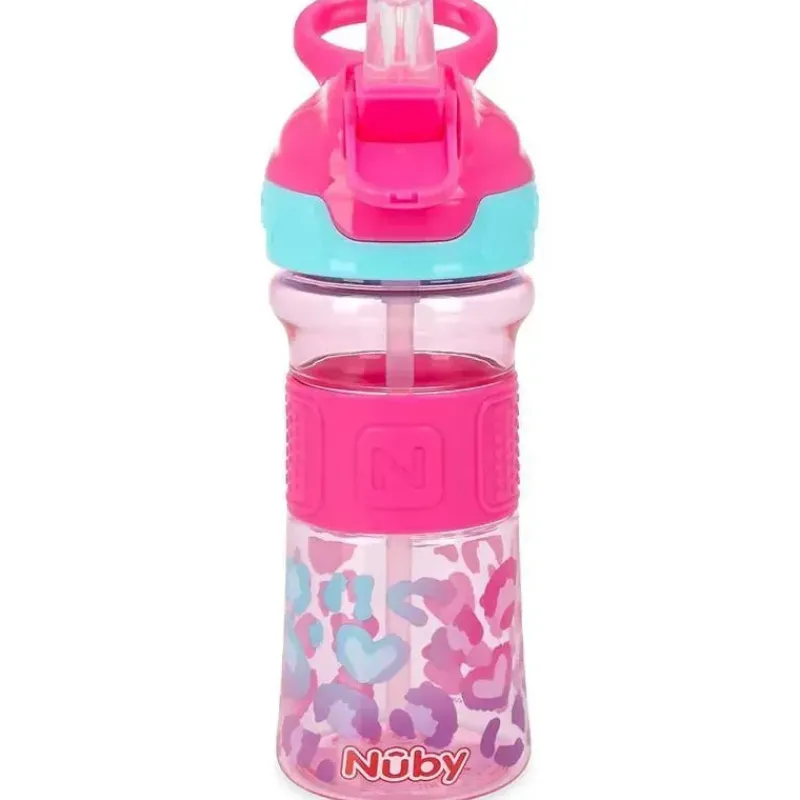 Nuby Water Bottle|Dishes, Utensils & Food Containers*- Flip-It Reflex Bottle, Pink Leopard