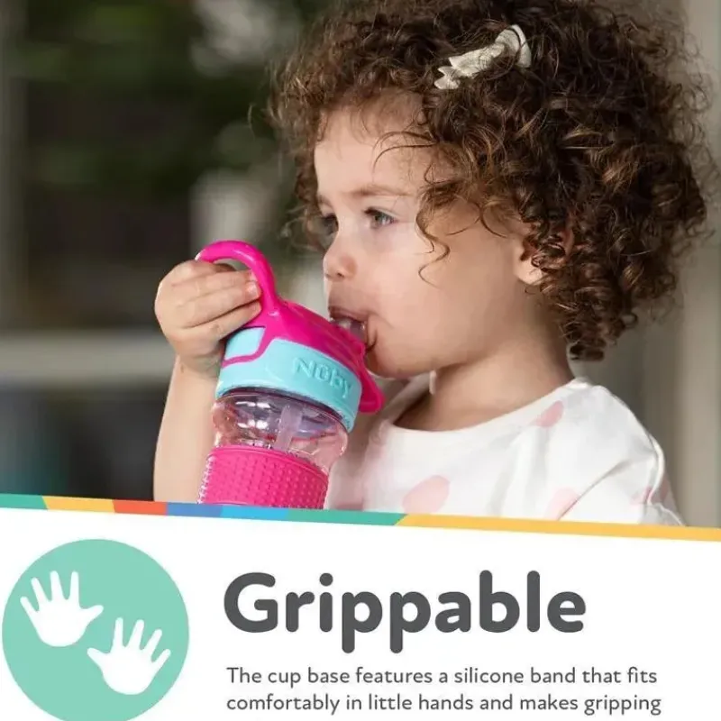 Nuby Water Bottle|Dishes, Utensils & Food Containers*- Flip-It Reflex Bottle, Pink Leopard