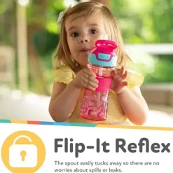 Nuby Water Bottle|Dishes, Utensils & Food Containers*- Flip-It Reflex Bottle, Pink Leopard