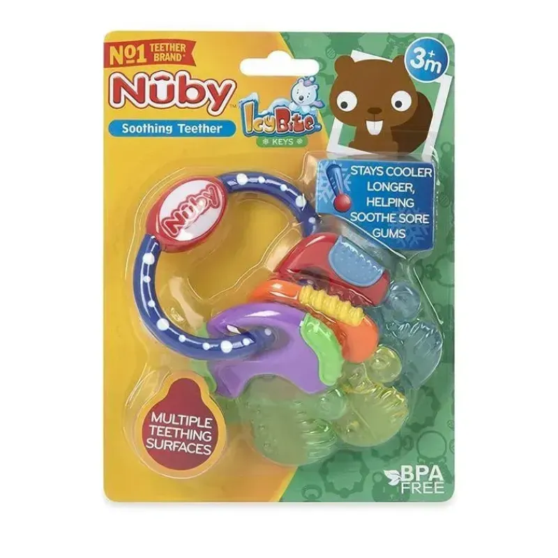 Nuby Rattles & Teethers|Toys For 0-12 Months*- Ice Gel Teether Keys Neutral