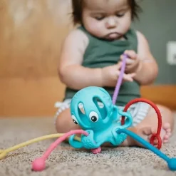 Nuby Bath Toys*- Octopus 100% Silicone Pull String Interactive Toy