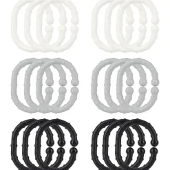 Nuby Storage & Organizers*- 18Pk Linkables Teething Toys, Black/Grey/White