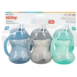 Nuby Straw, Sippy & Training Cups|Dishes, Utensils & Food Containers*- 3Pk Neutral Clik-It Handle Cup, 8Oz