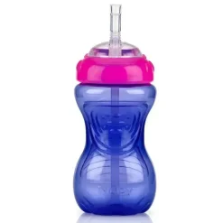 Nuby Water Bottle|Dishes, Utensils & Food Containers*- 1Pk 10Oz Ns Flexi Straw Cup, Assorted Colors