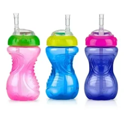 Nuby Water Bottle|Dishes, Utensils & Food Containers*- 1Pk 10Oz Ns Flexi Straw Cup, Assorted Colors