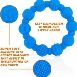 Nuby Rattles & Teethers|Toys For 0-12 Months*- 2Pk Silicone Ring Teether, Assorted Colors