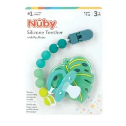 Nuby Rattles & Teethers|Toys For 0-12 Months*- 1Pk Silicone Teether with Silicone Bead Pacifinder, Mixed Case