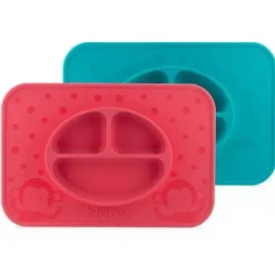 Nuby Plates & Bowls|Dishes, Utensils & Food Containers*- Silicone Sectioned Feeding Placema, Assorted Colors