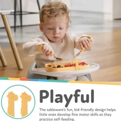Nuby Utensils & Accessories|Dishes, Utensils & Food Containers*- Silicone Stainless Steel Giraffe Fork & Spoon - Yellow