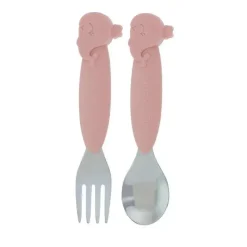Nuby Utensils & Accessories|Dishes, Utensils & Food Containers*- Silicone/Stainless Steel Whale Fork & Spoon, Pink
