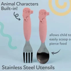 Nuby Utensils & Accessories|Dishes, Utensils & Food Containers*- Silicone/Stainless Steel Whale Fork & Spoon, Pink