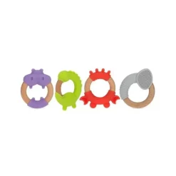 Nuby Toys For 0-12 Months|Gift For Baby*- Silicone/Wood Teethers, Assorted 1 Pack