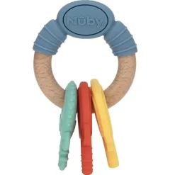 Nuby Toys For 0-12 Months|Gift For Baby*- Silicone/Wood Teether Keys