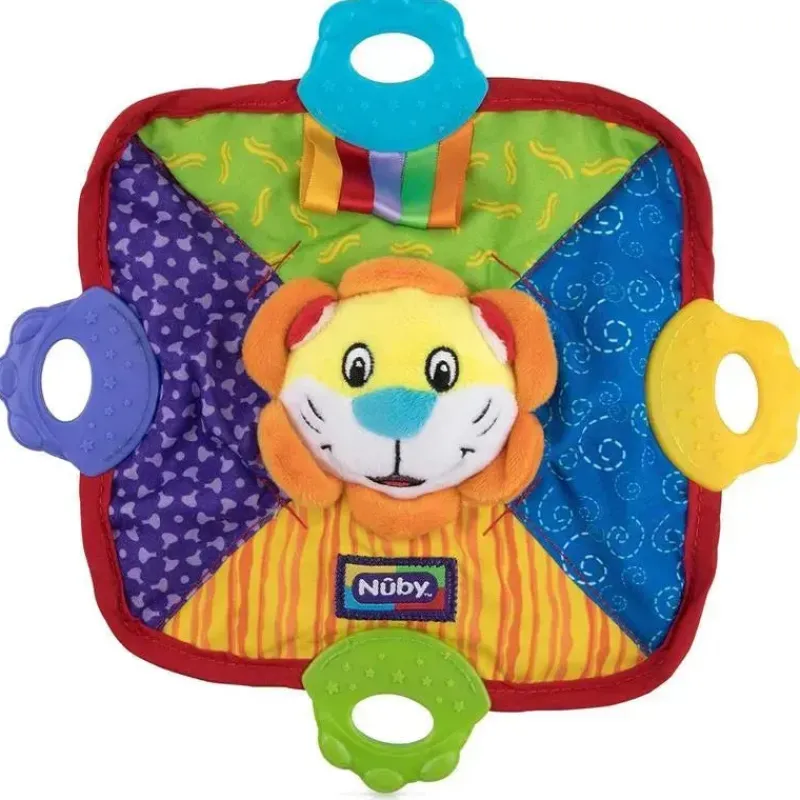 Nuby Rattles & Teethers*- Teething Blanket With Silicone Lion and Bear Head