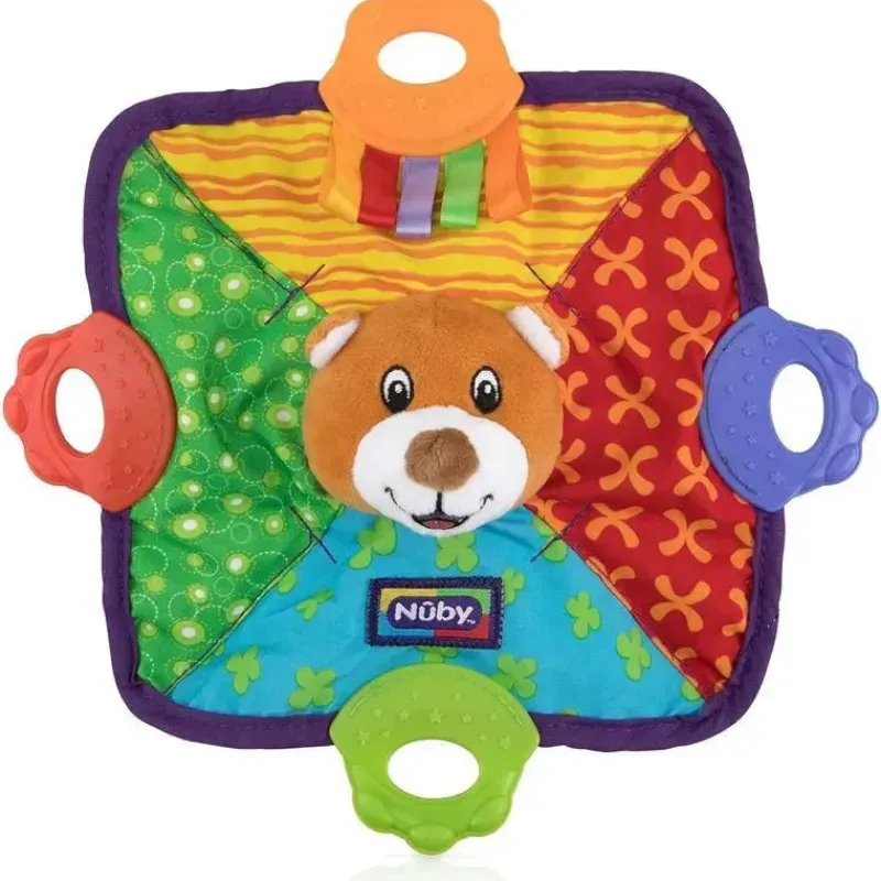 Nuby Rattles & Teethers*- Teething Blanket With Silicone Lion and Bear Head