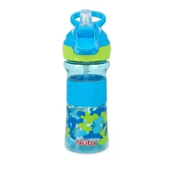 Nuby Straw, Sippy & Training Cups|Dishes, Utensils & Food Containers*- Thirsty Kids 12Oz Flip-It Reflex Push Button Soft Spout Cup, Blue
