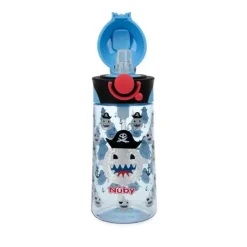 Nuby Straw, Sippy & Training Cups|Dishes, Utensils & Food Containers*- Thirsty Kids 15Oz Flip-It Bolt Pirate Sharks Blue