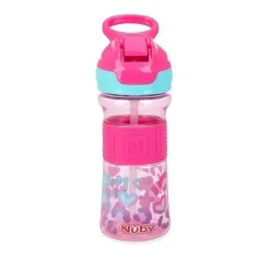 Nuby Straw, Sippy & Training Cups|Dishes, Utensils & Food Containers*- Thirsty Kids 12Oz Flip-It Reflex Push Button Soft Spout Cup, Pink