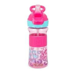 Nuby Straw, Sippy & Training Cups|Dishes, Utensils & Food Containers*- Thirsty Kids 12Oz Flip-It Reflex Push Button Soft Spout Cup, Pink