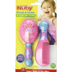 Nuby Grooming*Luv 'N Care Comb & Brush Set, Colors May Vary