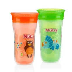Nuby Insulated Cups|Dishes, Utensils & Food Containers*No Spill 2 Pack Insulated 360 Wonder Cup, Neutral