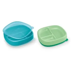 Nuk Suction Plates & Bowls|Dishes, Utensils & Food Containers*- Suction Plates and Lid, Assorted Colors, 2 Pack, 6+ Months, Blue and Green