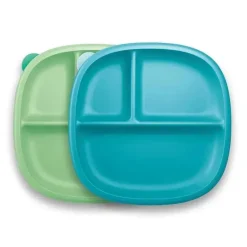 Nuk Suction Plates & Bowls|Dishes, Utensils & Food Containers*- Suction Plates and Lid, Assorted Colors, 2 Pack, 6+ Months, Blue and Green