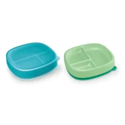 Nuk Suction Plates & Bowls|Dishes, Utensils & Food Containers*- Suction Plates and Lid, Assorted Colors, 2 Pack, 6+ Months, Blue and Green