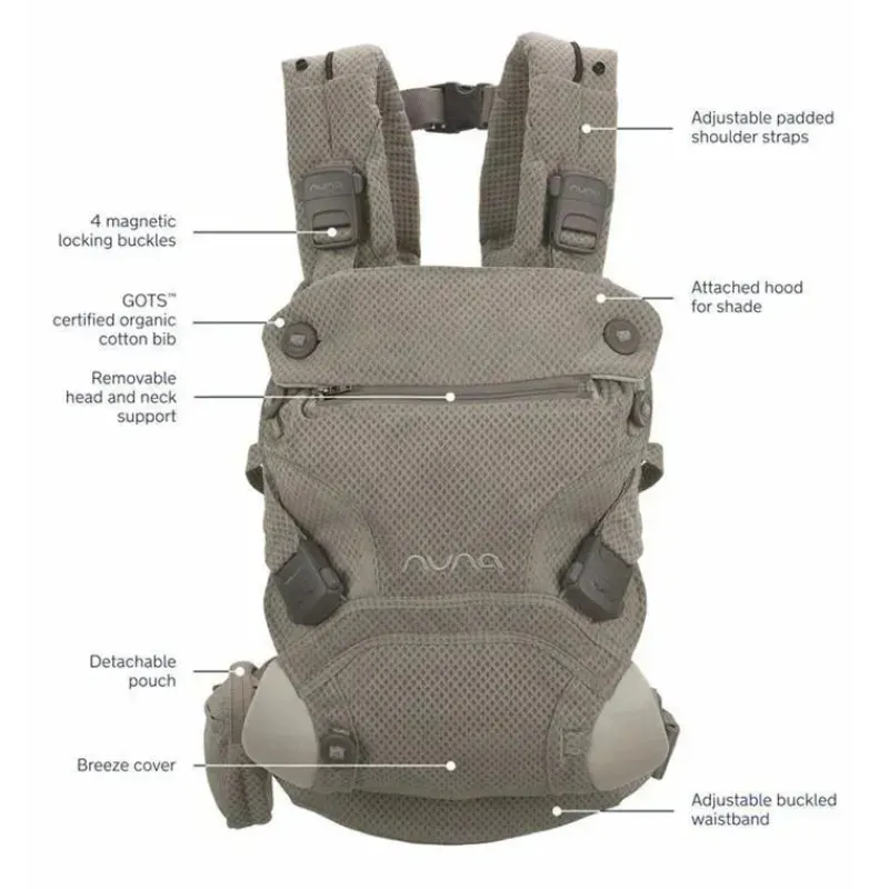 Nuna Front, Hip And Backpack Carriers*- CUDL Clik 4 in 1 Baby Carrier, Fog