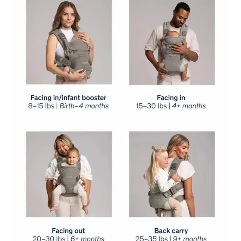 Nuna Front, Hip And Backpack Carriers*- CUDL Clik 4 in 1 Baby Carrier, Fog