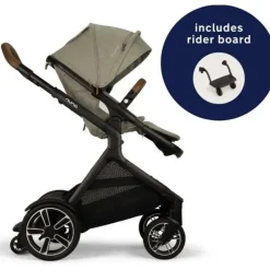 Nuna Single To Double Strollers*- DEMI Next Stroller with Rider Board, Hazelwood