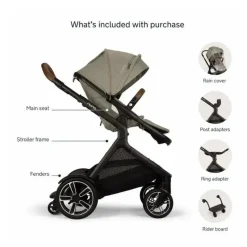 Nuna Single To Double Strollers*- DEMI Next Stroller with Rider Board, Hazelwood