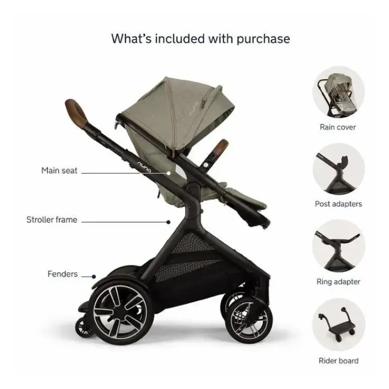 Nuna Single To Double Strollers*- DEMI Next Stroller with Rider Board, Hazelwood