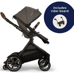 Nuna Single To Double Strollers*- DEMI Next Stroller with Rider Board, Granite