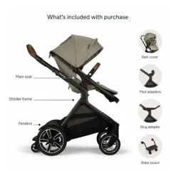 Nuna Single To Double Strollers*- DEMI Next Stroller with Rider Board, Granite