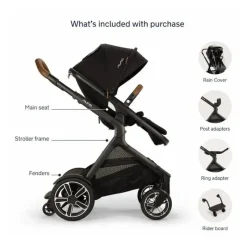 Nuna Single To Double Strollers*- DEMI Next Stroller with Rider Board, Caviar