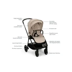 Nuna Top Strollers|Single Strollers*- Triv Next W Magnetic Buckle, Biscotti