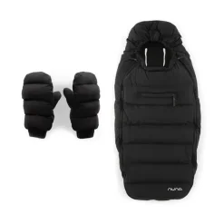 Nuna Cold Weather Accessories*- Winter Stroller Set, Footmuff and Gloves - Caviar