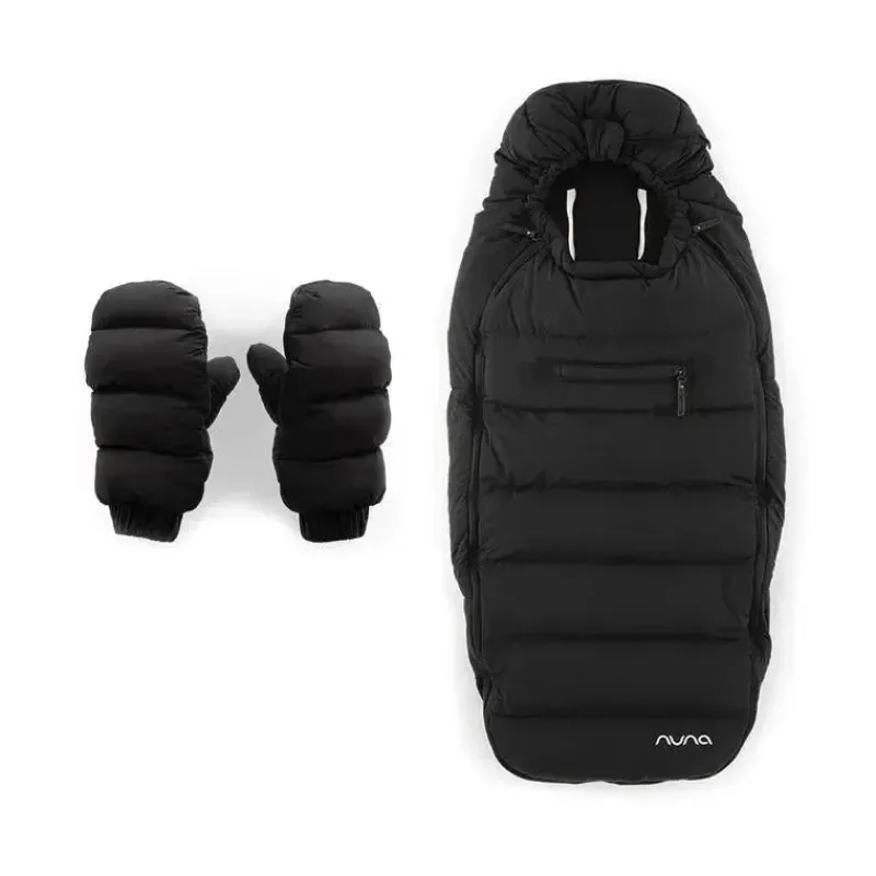 Nuna Cold Weather Accessories*- Winter Stroller Set, Footmuff and Gloves - Caviar