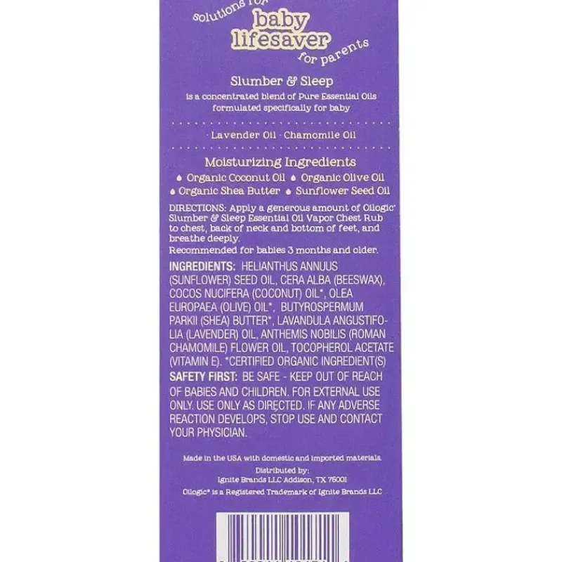 Oilogic Baby Cough & Cold*Oilogic - Relaxing Vapor Chest Rub Stick, Slumber & Sleep