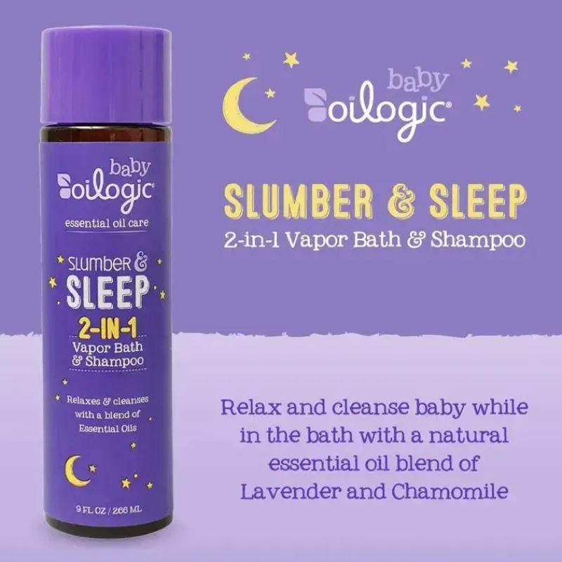 Oilogic Baby Shampoo & Conditioner*- Slumber & Sleep Essential Oil Vapor Bath Relief for Babies & Toddlers