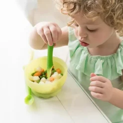 Ola Baby Utensils & Accessories|Dishes, Utensils & Food Containers*- 100% Silicone Soft-Tip Training Spoon for Baby Led Weaning, 2pack, Lemon/Lilac