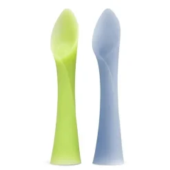 Ola Baby Utensils & Accessories|Dishes, Utensils & Food Containers*- 100% Silicone Soft-Tip Training Spoon for Baby Led Weaning, 2pack, Kiwi/Blueberry