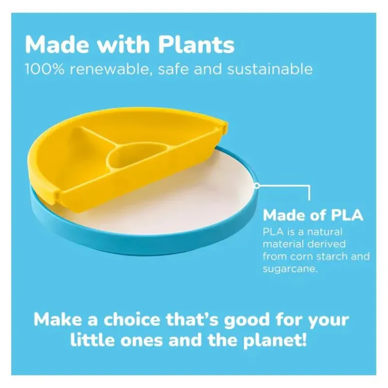OmieBox Plates & Bowls|Dishes, Utensils & Food Containers*Omie - Toddler Plate With Divider, Blue | 3 plates & 2 dividers